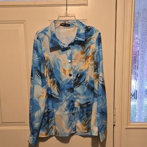 SHEIN Blue and Cream Shirt